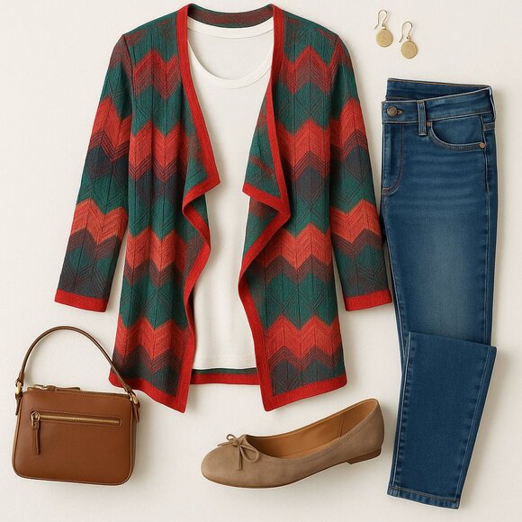 ✨ Multiples Chevron Open-Front Cardigan Sweater – Size Small ✨ - Picture 8 of 15